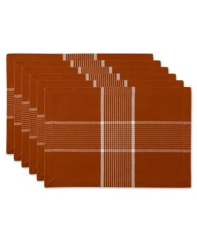 Design Imports Fiesta Check Placemat, Set Of 6 In Orange