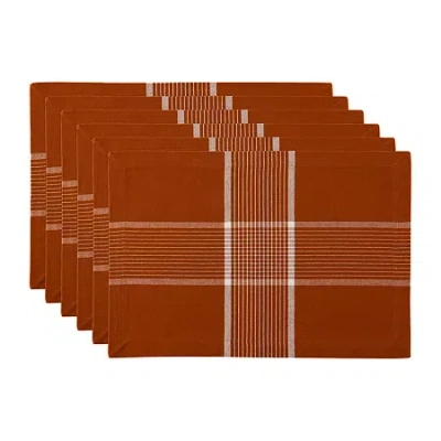 Design Imports Fiesta Rust Check 6-pc. Placemats In Brown