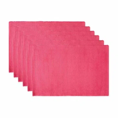 Design Imports Flamingo Ribbed 6-pc. Placemat In Pink