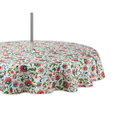 Design Imports Floral Print Outdoor Tablecloth With Zipper 60 Round In Multi