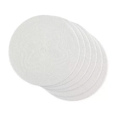 Design Imports Floral Woven Round 6-pc. Placemats In White