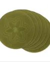 Design Imports Floral Woven Round Placemat, Set Of 6 In Antique Green