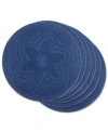 Design Imports Floral Woven Round Placemat, Set Of 6 In Blue