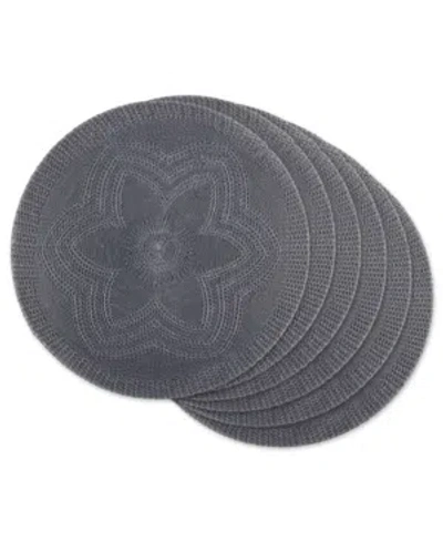 Design Imports Floral Woven Round Placemat, Set Of 6 In Gray