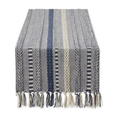 Design Imports French Blue Braided Stripe Table Runner