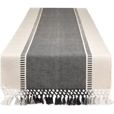 Design Imports French Blue Dobby Stripe Table Runner In Gray