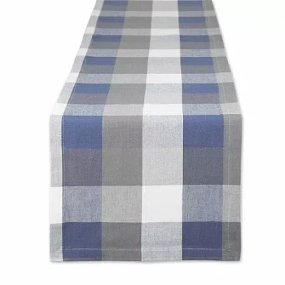 Design Imports French Blue Tri Color Check Table Runner