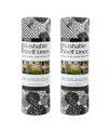 Design Imports Fridge Shelf Liner Collection Non-adhesive, Cut To Fit, Machine Washable, 12x120", Black Dahlia, 2 P In Black Dahlia