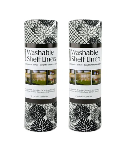 Design Imports Fridge Shelf Liner Collection Non-adhesive, Cut To Fit, Machine Washable, 12x120", Black Dahlia, 2 P