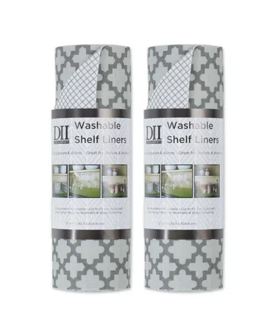 Design Imports Fridge Shelf Liner Collection Non-adhesive, Cut To Fit, Machine Washable, 12x120", Gray Lattice, 2 P