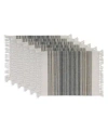 Design Imports Fringed Stripe Table Toppers, 13" X 20", Set Of 6 In Black