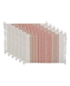 Design Imports Fringed Stripe Table Toppers, 13" X 20", Set Of 6 In Red
