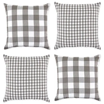 Design Imports Gingham Check Kitchen Tabletop Bed Cotton Throw Pillow Cover Set In Gray,white