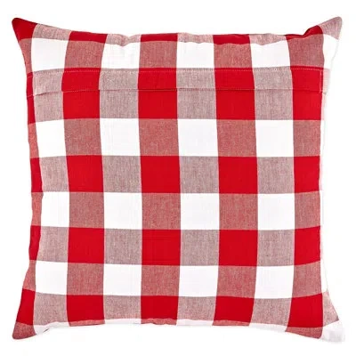 Design Imports Gingham Check Kitchen Tabletop Bed Gingham Cotton Throw Pillow Cover In Navy,off-white