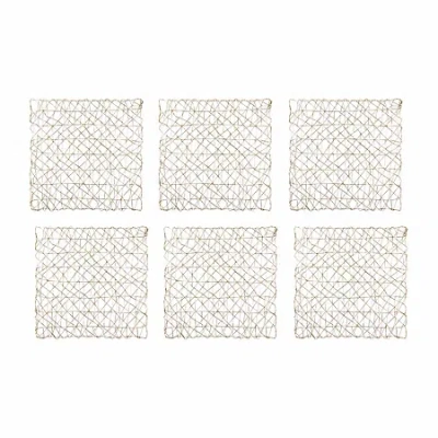 Design Imports Gold Woven Paper Square 6-pc. Placemat In Yellow