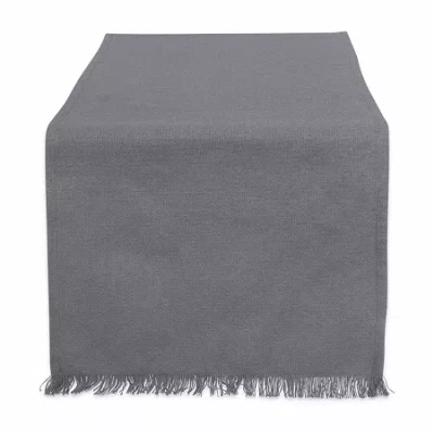 Design Imports Gray Solid Heavyweight Fringed Table Runner