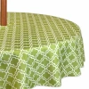 Design Imports Green Lattice Outdoor With Zipper Tablecloth In Green