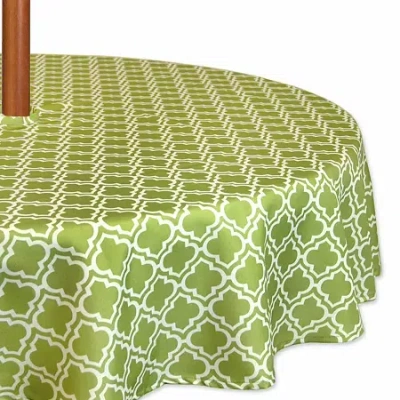 Design Imports Green Lattice Outdoor With Zipper Tablecloth