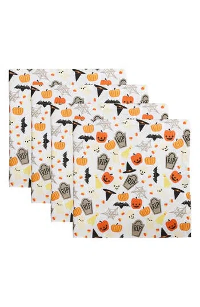 Design Imports Halloween Fun Set Of 4 Napkins In White