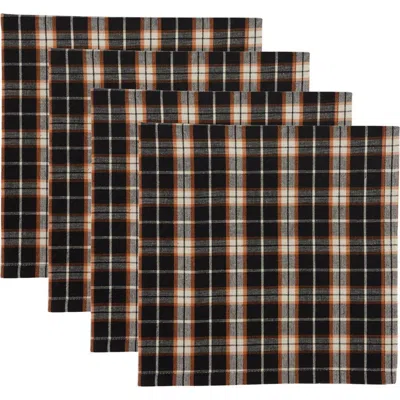 Design Imports Hallows Eve Plaid 4-piece Napkin Set In Brown