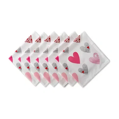 Design Imports Hearts Collage Print 6-pc. Napkins In Pink