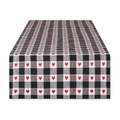 Design Imports Hearts Dobby Check Table Runner In Multi