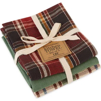 Design Imports Heavyweight Essentials Dishtowel Set Of 3 In Multi-color Plaids