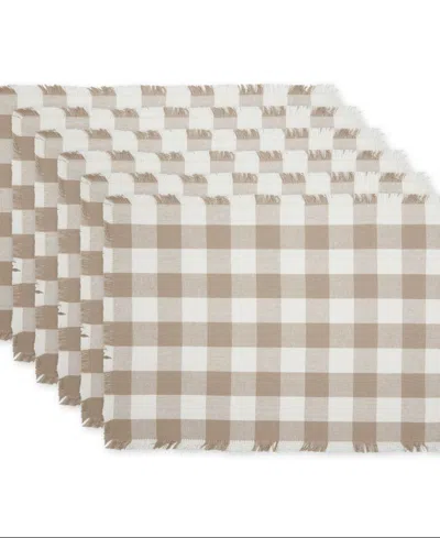 Design Imports Heavyweight Fringe Placemat, Set Of 6 In Stone Brown