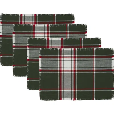 Design Imports Heck The Halls Plaid Set Of Four Placemats In Green
