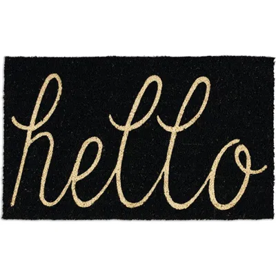 Design Imports Hello Coir Doormat In Black
