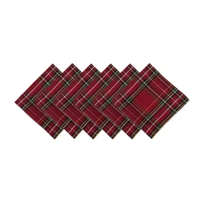 Design Imports Holiday Metallic Plaid 6-pc. Napkins In Red