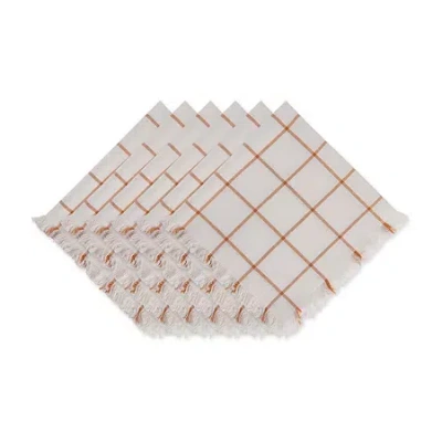 Design Imports Honey Gold Check Fringed 6-pc. Napkins In Neutral
