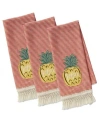 Design Imports Island Tropics Pineapple Embellished Dishtowels, Set Of 3 In Multicolor