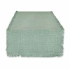 Design Imports Jadeite Basket Fringe Table Runner In Green
