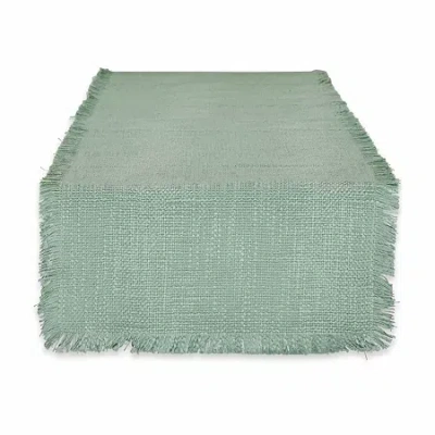 Design Imports Jadeite Basket Fringe Table Runner In Green