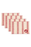 Design Imports Jolly Santa Embellished Set Of 4 Placemats In Red