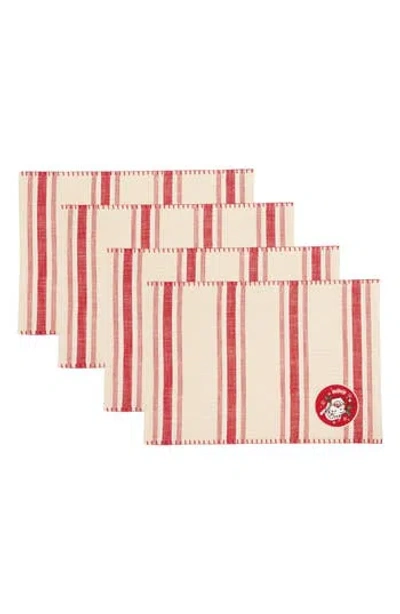Design Imports Jolly Santa Embellished Set Of 4 Placemats In Red