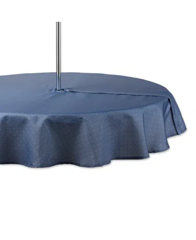 Design Imports Lattice Print Outdoor Tablecloth With Zipper 60 Round In Blue