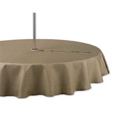Design Imports Lattice Print Outdoor Tablecloth With Zipper 60 Round In Brown