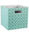 Design Imports Lattice Square Print Polyester Storage Bin In Aqua