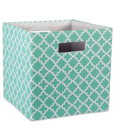 Design Imports Lattice Square Print Polyester Storage Bin In Aqua