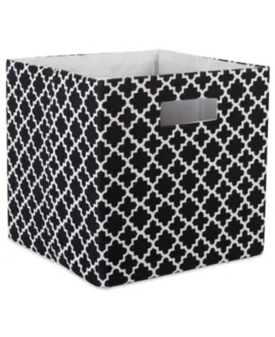 Design Imports Lattice Square Print Polyester Storage Bin In Black