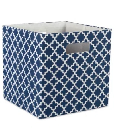 Design Imports Lattice Square Print Polyester Storage Bin In Blue