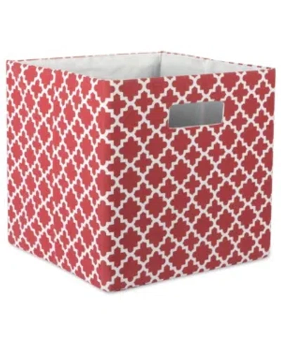Design Imports Lattice Square Print Polyester Storage Bin In Rust