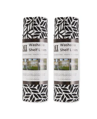 Design Imports Leaf Shelf Liner 2 Pack Set, 12" X 120" In Black