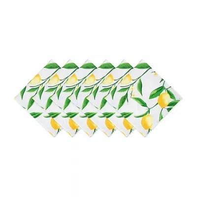 Design Imports Lemon Bliss Print Outdoor 6-pc. Napkins In White