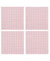 Design Imports Lilac Windowpane Plaid Cotton Napkins, Set Of 4 In Pink