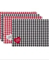Design Imports Love Xoxo Checkers Embellished Placemat, Set Of 4 In Red