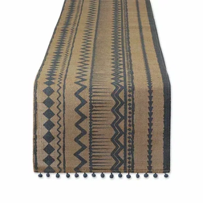 Design Imports Mineral Aztec Print On Natural Jute Table Runner In Brown