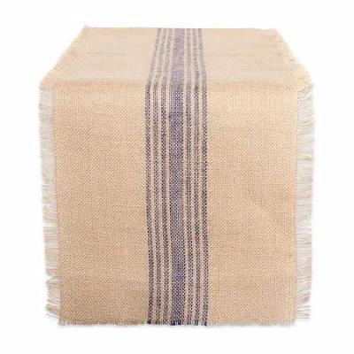 Design Imports Mineral Middle Stripe Burlap Table Runner In Blue